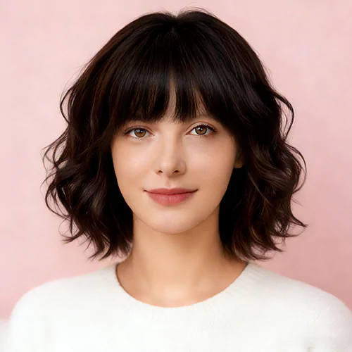 Medium Curly Bangs Women 100