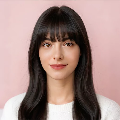 Long Straight Bangs Women 104
