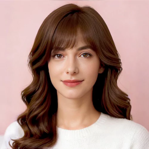 Bangs Long Curly Women 108