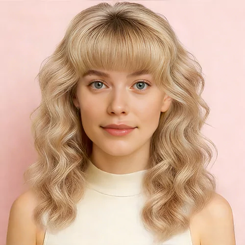Long Curly Bangs Women 109