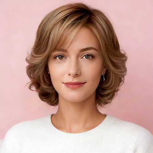 Bangs Curly Bob Short Women 110