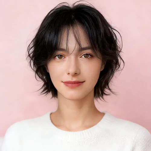 Short Curly Bangs Women 114