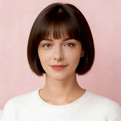 Short Bob Bangs Straight Women 57