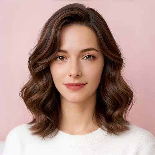 Medium Bob Curly Bangs Women 61