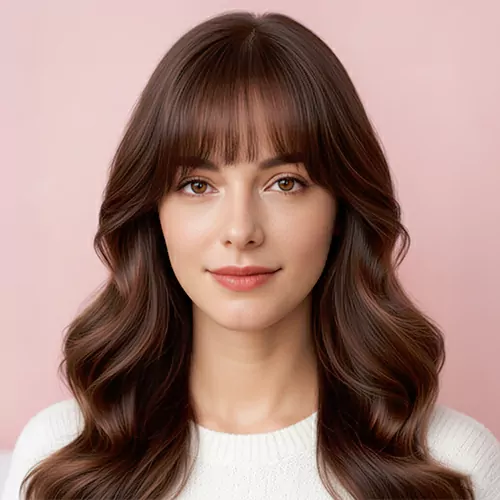 Long Curly Bangs Women 63