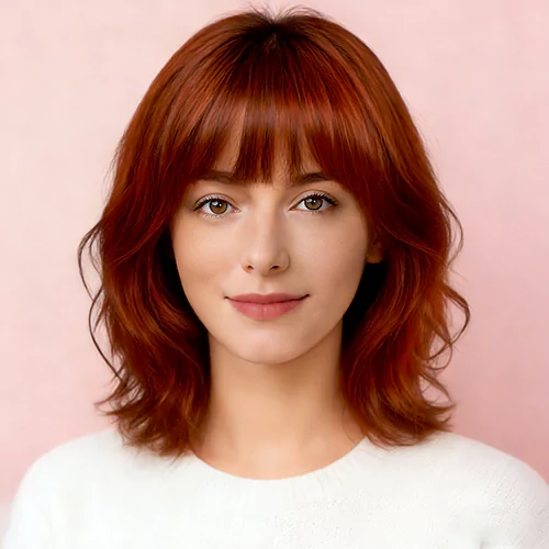 Medium Curly Bob Bangs Women 70