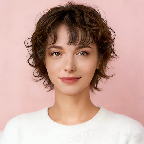 Short Bangs Bob Curly Women 81